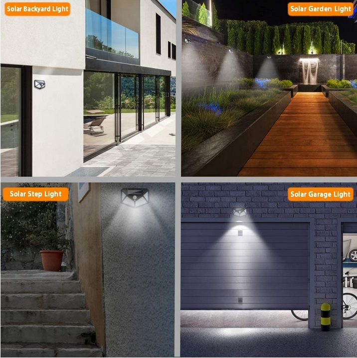 5 pcs 100 LED Solar Power Wall Light Motion Sensor Waterproof Outdoor Garden Lamp