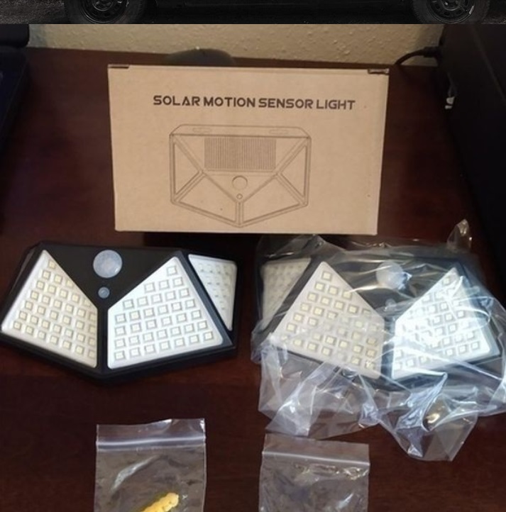 5 pcs 100 LED Solar Power Wall Light Motion Sensor Waterproof Outdoor Garden Lamp